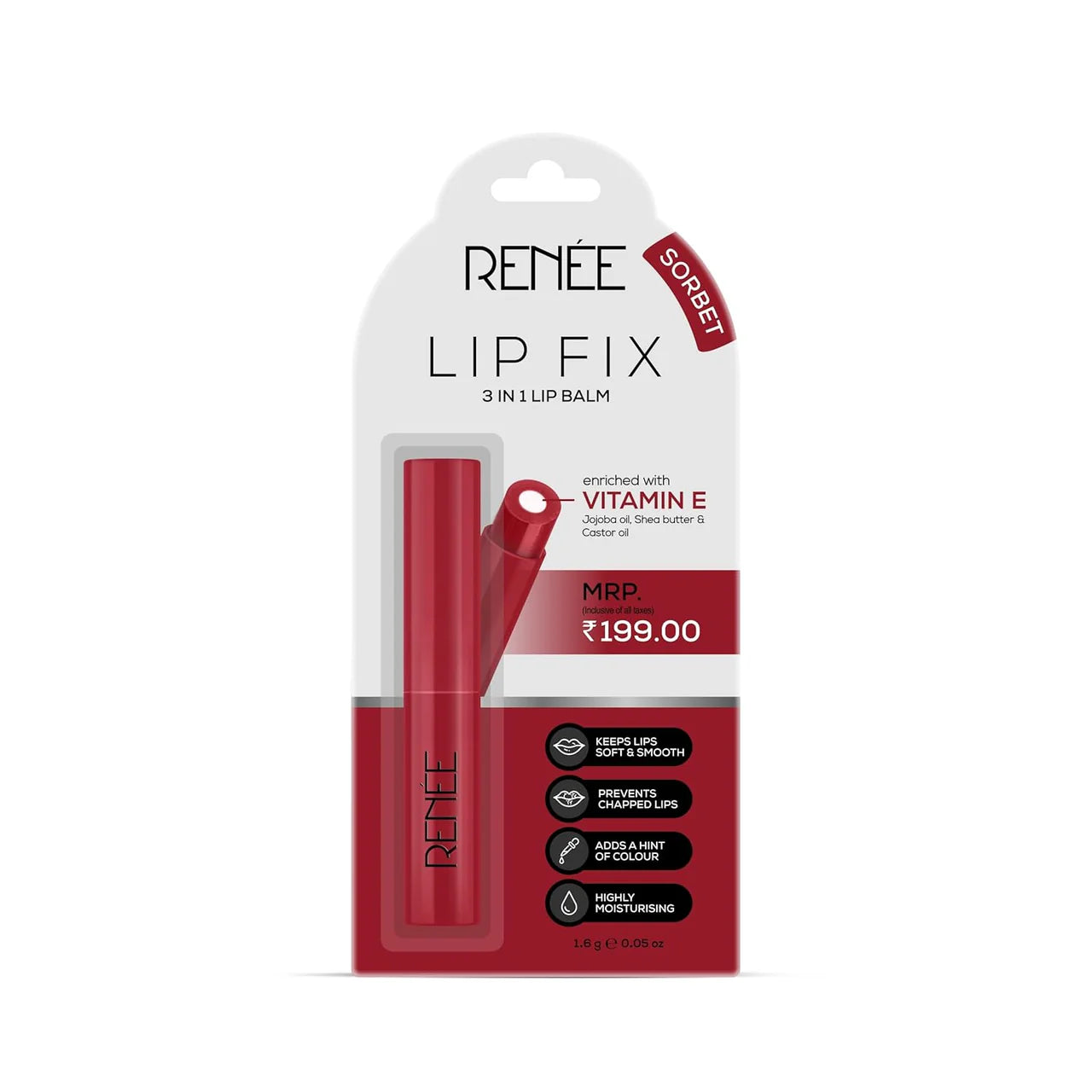 RENEE Lip Fix 3 in 1 Tinted Lip Balm 1.6 Gm