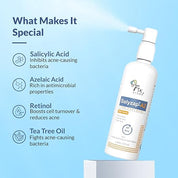 Fixderma Salyzap-Az 2% Salicylic Acid + 2% Azelaic Acid Body Acne Treatment Unscented Spray For Acne On Body Parts Like Back, Upper Arms | Paraben Free | Unclog Pores - 100ml