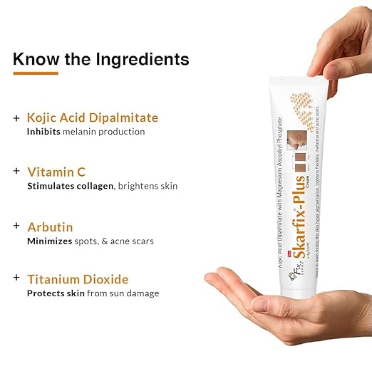 Fixderma 2% Kojic Acid + 1% Arbutin Skarfix-Plus Scar Removal Cream | Hyperpigmentation Removal Cream and Acne Scars Removal Cream | Helps to Reduce Melasma- 15 g
