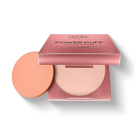 RENEE PRO Power Puff Compact Powder Lightweight and Velvety Matte Finish, Helps Achieve Even Toned Skin, Minimizes Appearance Of Pores & Fine Lines, Helps Control Excess Oil & Shine,