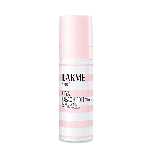Lakme Hya Beach Edit Makeup Mist with UV Protection, Infused with Hyaluronic Acid & Vitamin E, For Radiant Look & Long-Lasting Makeup, Perfect for Summer, 50 ml
