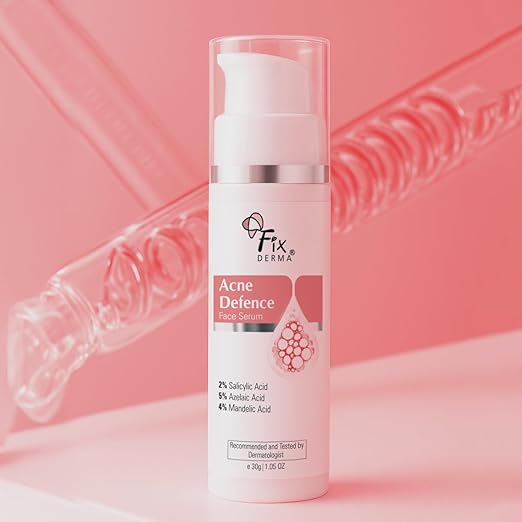 Fixderma 2% Salicylic Acid Serum for Anti Acne & Spot Treatment with 5% Azelaic Acid & 4% Mandelic Acid | Anti Acne Face Serum | Face Serum for Men & Women - 30 gm