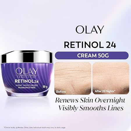 Olay Regenerist Retinol 24 Night Cream l Renews and Resurfaces Skin Overnight l No Redness or Irritation | Fragrance Free l Normal, Oily, Dry and Combination Skin l 50g