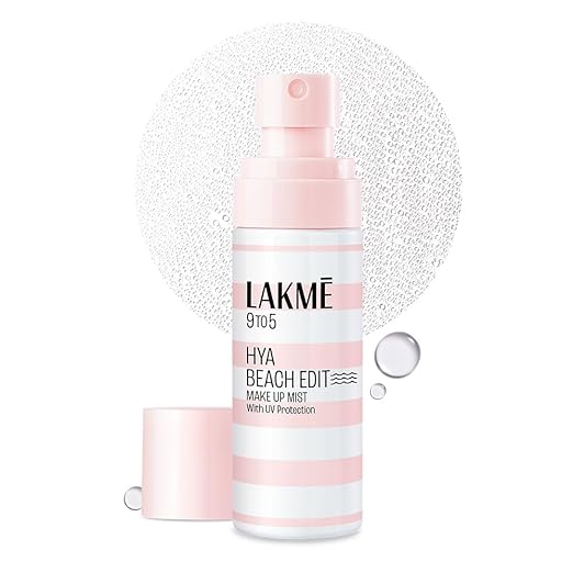 Lakme Hya Beach Edit Makeup Mist with UV Protection, Infused with Hyaluronic Acid & Vitamin E, For Radiant Look & Long-Lasting Makeup, Perfect for Summer, 50 ml