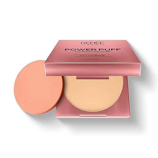 RENEE PRO Power Puff Compact Powder Lightweight and Velvety Matte Finish, Helps Achieve Even Toned Skin, Minimizes Appearance Of Pores & Fine Lines, Helps Control Excess Oil & Shine,