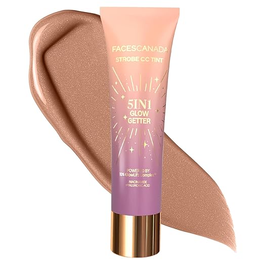 FACES CANADA Strobe CC Tint - Paradise Vibes 01, 27ml | 5-in-1 Serum + Moisturizer + Primer + BB/CC Cream + Strobe Cream | Lightweight | Radiant Dewy Glass Skin Glow | Niacinamide & Hyaluronic Acid | For Fair To Light Skin