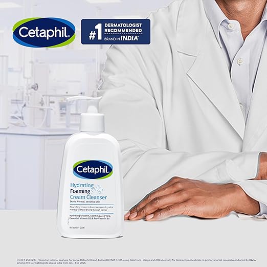 Cetaphil Hydrating foaming Face Wash, Cream to Foam Cleanser 236ml | Niacinamide, Pro-Vitamin B5 & and Aloe for Gentle Cleansing