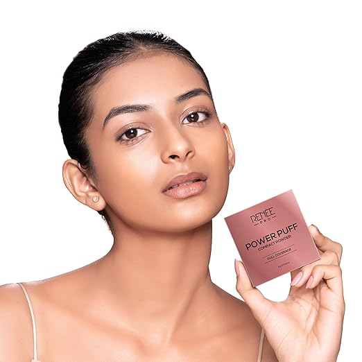 RENEE PRO Power Puff Compact Powder Lightweight and Velvety Matte Finish, Helps Achieve Even Toned Skin, Minimizes Appearance Of Pores & Fine Lines, Helps Control Excess Oil & Shine,
