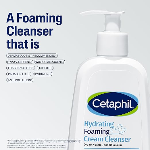 Cetaphil Hydrating foaming Face Wash, Cream to Foam Cleanser 236ml | Niacinamide, Pro-Vitamin B5 & and Aloe for Gentle Cleansing