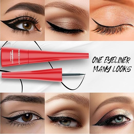 FACES CANADA Magneteyes Eyeliner - Black, 4.5ml | Intense Matte Finish | Quick Drying | 24HR Long Lasting | Fine Tip For Precise Smooth Application | Almond Oil Enriched | Waterproof | Smudgeproof
