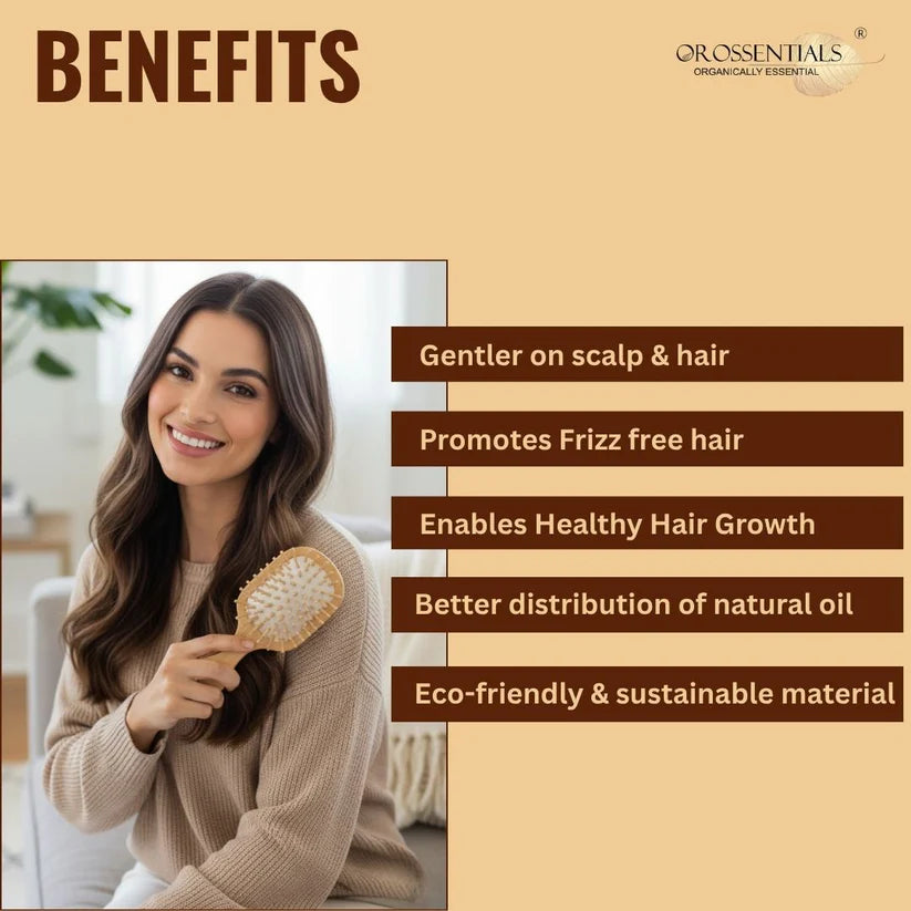 Bamboo Hair Brush with bamboo bristles | Wooden Hair Unisex | Wooden Brush for Hair Small Hairbrush for Women | Paddle Hair Brush Paddle Brush for Women Travel Friendly