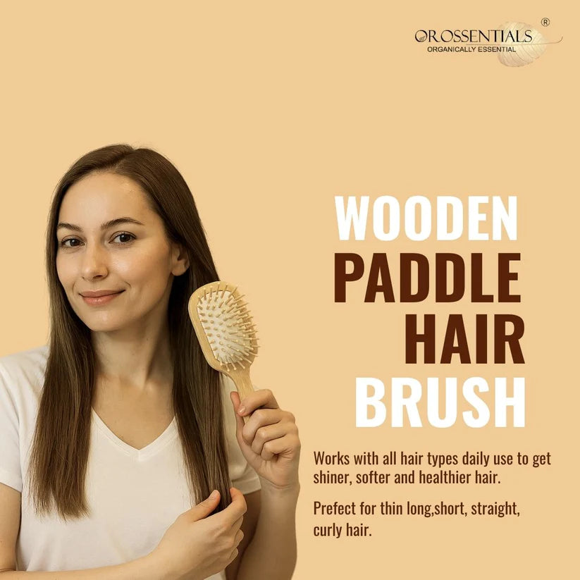 Bamboo Hair Brush with bamboo bristles | Wooden Hair Unisex | Wooden Brush for Hair Small Hairbrush for Women | Paddle Hair Brush Paddle Brush for Women Travel Friendly