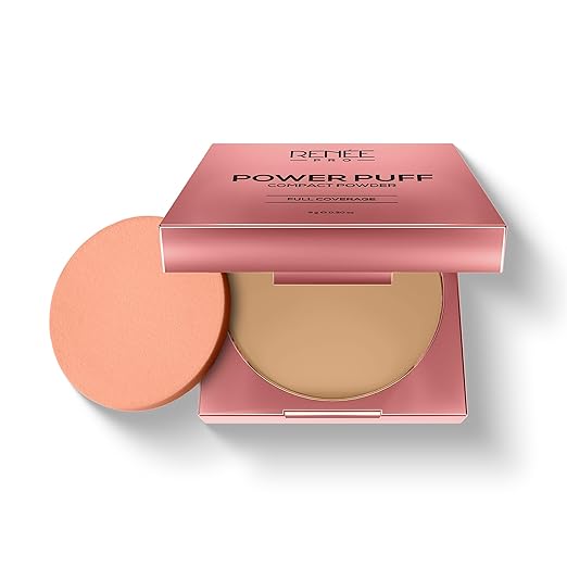 RENEE PRO Power Puff Compact Powder Lightweight and Velvety Matte Finish, Helps Achieve Even Toned Skin, Minimizes Appearance Of Pores & Fine Lines, Helps Control Excess Oil & Shine,