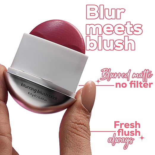 RENEE Blushie Blurring Blush Stick | Buildable Formula With Soft-Focus Matte Finish | Lightweight, Long-Lasting, Easily Blendable | With Hyaluronic Acid, Peptides & Vitamin E - Pinkie Promise | 6.5g