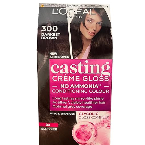 L'Oréal Paris Casting Crème Gloss Hair Color With Glycolic Gloss Complex | 5X Glossier Hair Color | Shade 200 - Ebony Black | 60g + 40ml + 60g