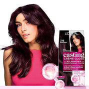 L'Oréal Paris Casting Crème Gloss Hair Color With Glycolic Gloss Complex | 5X Glossier Hair Color | Shade 200 - Ebony Black | 60g + 40ml + 60g