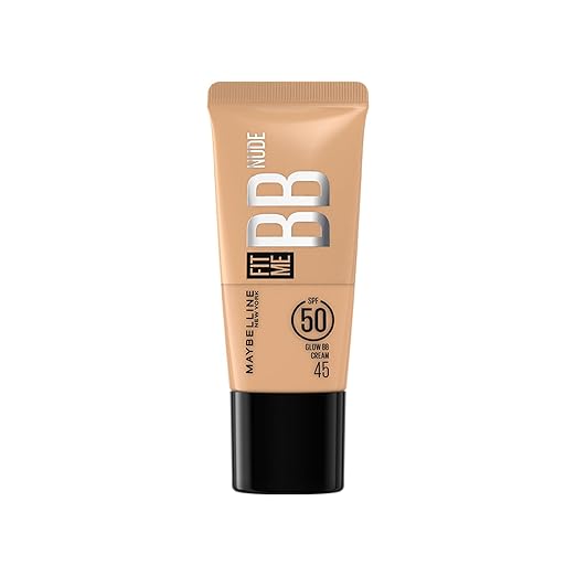 Maybelline New York Fit Me Glow BB Cream, SPF 50 + 24H Hydration With Niacinamide & Hyaluronic Acid, Dewy Finish for Normal to Dry Skin- Shade 45, 25ml