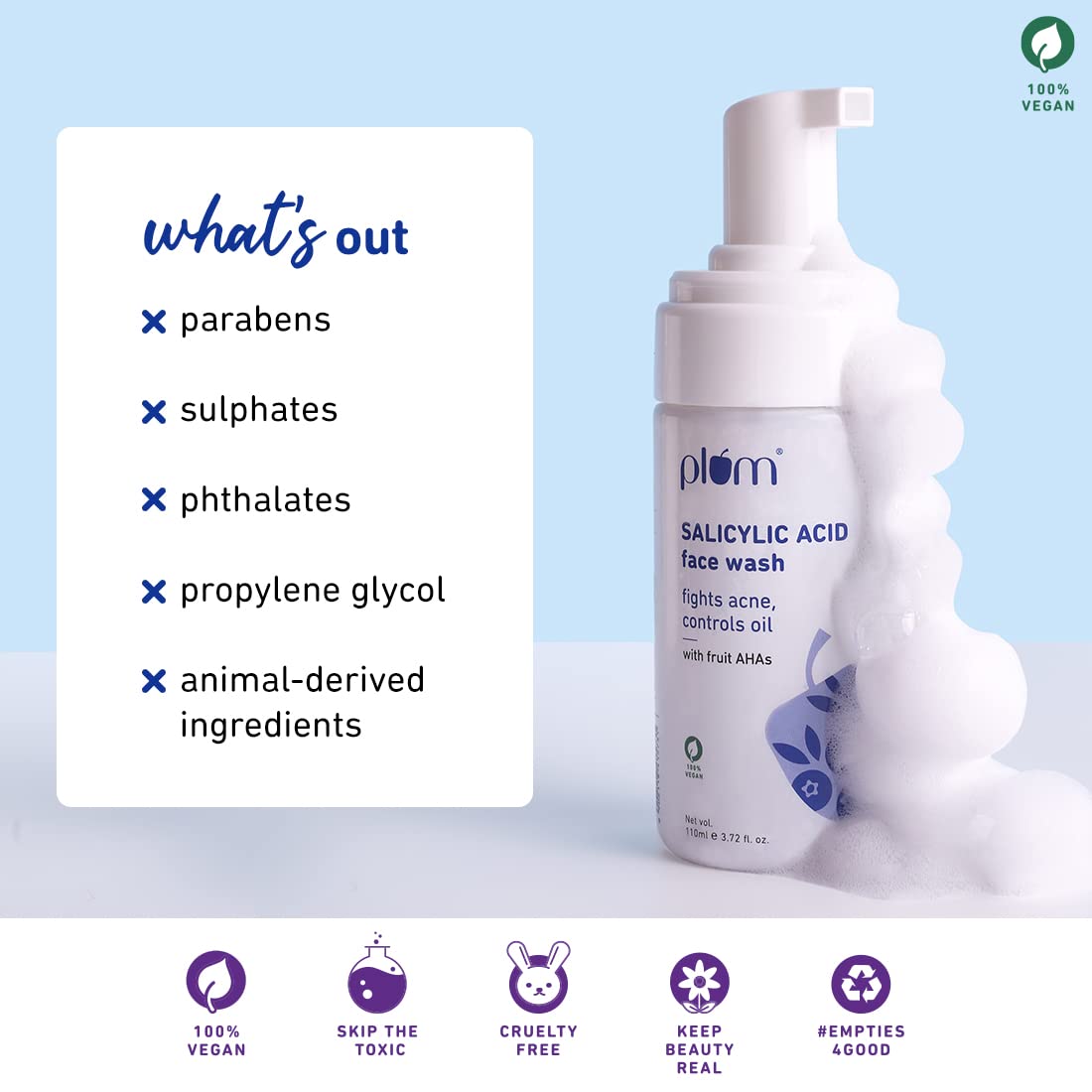 Plum Salicylic Acid Foaming Face Wash With Fruit AHAs (110ml)