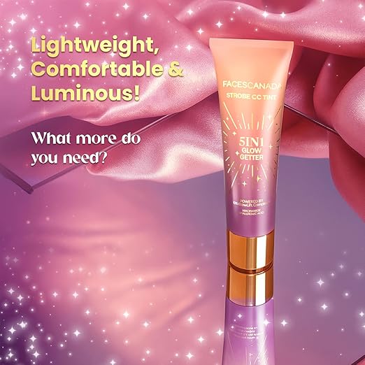 FACES CANADA Strobe CC Tint - Paradise Vibes 01, 27ml | 5-in-1 Serum + Moisturizer + Primer + BB/CC Cream + Strobe Cream | Lightweight | Radiant Dewy Glass Skin Glow | Niacinamide & Hyaluronic Acid | For Fair To Light Skin
