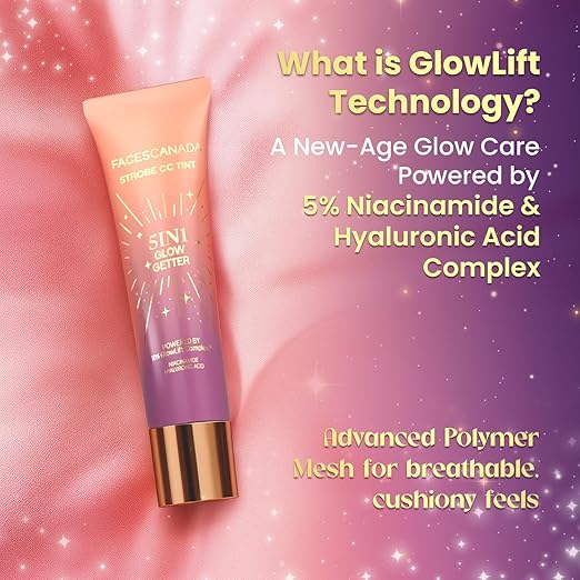 FACES CANADA Strobe CC Tint - Paradise Vibes 01, 27ml | 5-in-1 Serum + Moisturizer + Primer + BB/CC Cream + Strobe Cream | Lightweight | Radiant Dewy Glass Skin Glow | Niacinamide & Hyaluronic Acid | For Fair To Light Skin