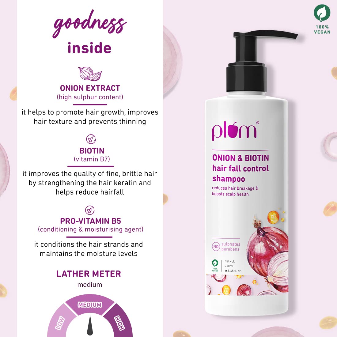 Plum Onion And Biotin Hair fall Control Shampoo (250ml)