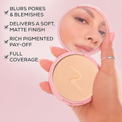 RENEE Bollywood Filter Blurring Compact - Fudge Fuzz | Pore Minimising, Matte Finish, Full Coverage, Rich Pay-off | Blurs Pores & Blemishes | 9g