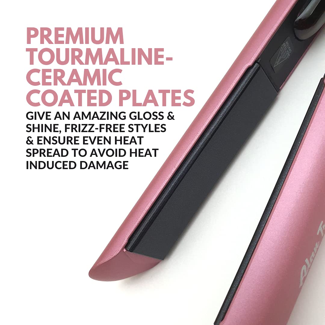 Alan Truman AT-104 Soft Pink Tourmaline Ceramic Hair Straightener, Metallic Pink, 500g