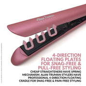 Alan Truman AT-104 Soft Pink Tourmaline Ceramic Hair Straightener, Metallic Pink, 500g