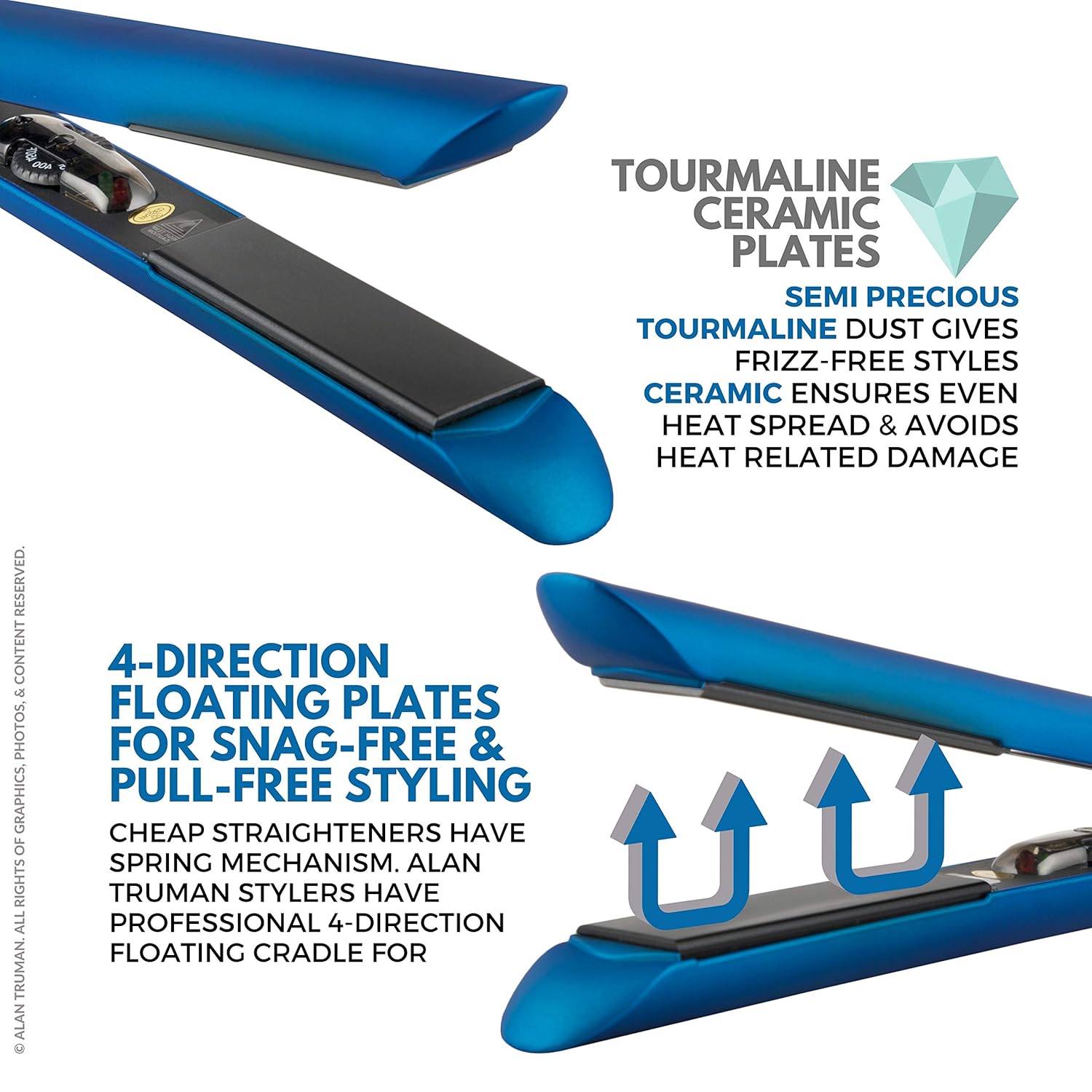 Alan Truman AT100 Tourmaline Ceramic Straightener, Blue, 500g