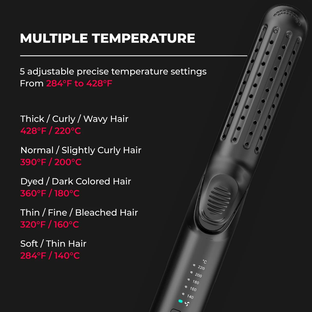 Alan Truman Ceramic Airflow Curl-N- Straight, Black, Corded Electric, Black