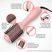 Alan Truman Blow Dryer Brush For Everyday Blowouts & Blow-styling At Home - Compact Pink