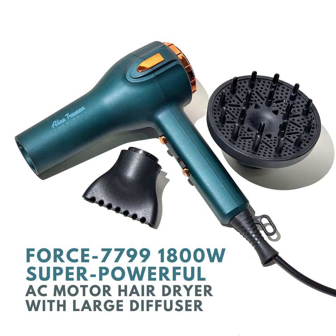 Alan Truman Force 7799-2200 Watts Super Powerful Ac Motor Hair Dryer With Large Diffuser