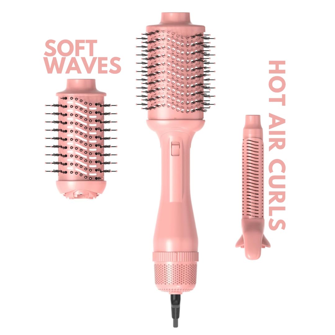 Alan Truman Big Volumiser Set for Easy Blowdrying, Curling, Waving & Blow Styling at home - Pastel Pink
