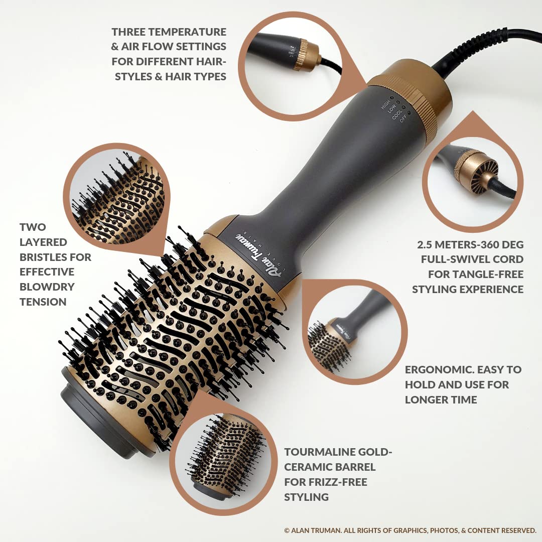 Alan Truman The Blow Brush Cappuccino Gold | 1100 Watts | Dryer In The Form Of A Brush