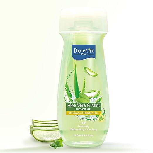 Aloe Vera & Mint Shower Gel 250ml | pH Balanced Paraben Free Body Wash Gel | Refreshing Cooling Formula for Soft Hydrated Skin