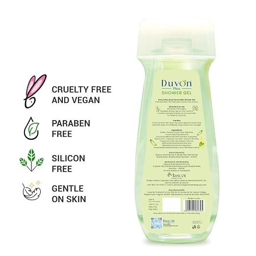 Aloe Vera & Mint Shower Gel 250ml | pH Balanced Paraben Free Body Wash Gel | Refreshing Cooling Formula for Soft Hydrated Skin
