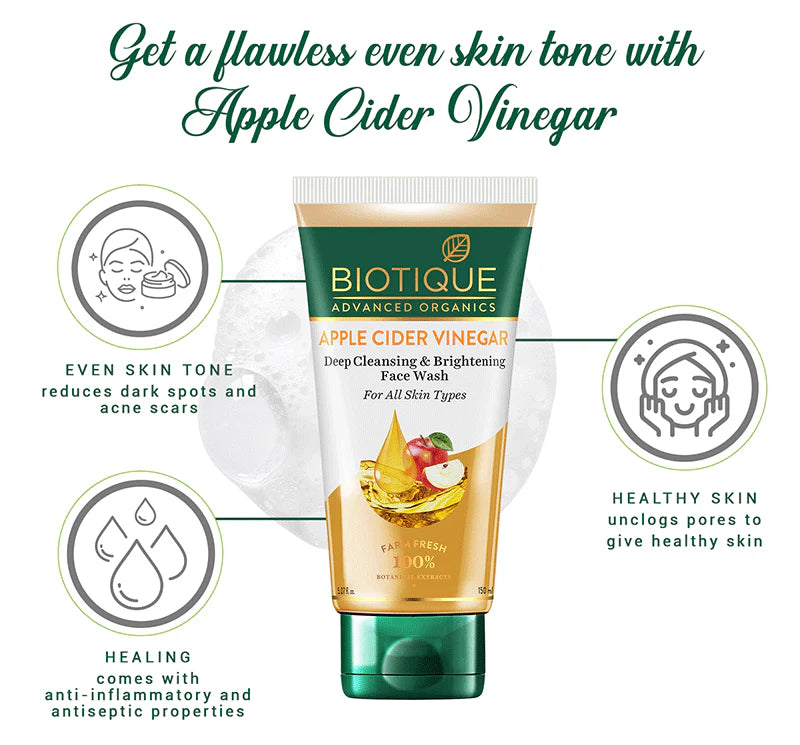 Biotique Apple Cider Vinegar Deep Cleansing Face Wash for All Skin Types, 150ml