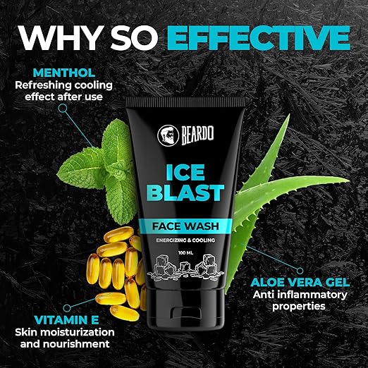 BEARDO Ice Blast Cooling Facewash for Men, 100 ml