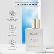 BELLAVITA White Oud 100ml | Long Lasting Unisex Perfume | Perfume for Man and Woman | Eau De Parfum | Orange, Patchouli, Musk | Oud, Citrus & Spicy Premium Fragrance