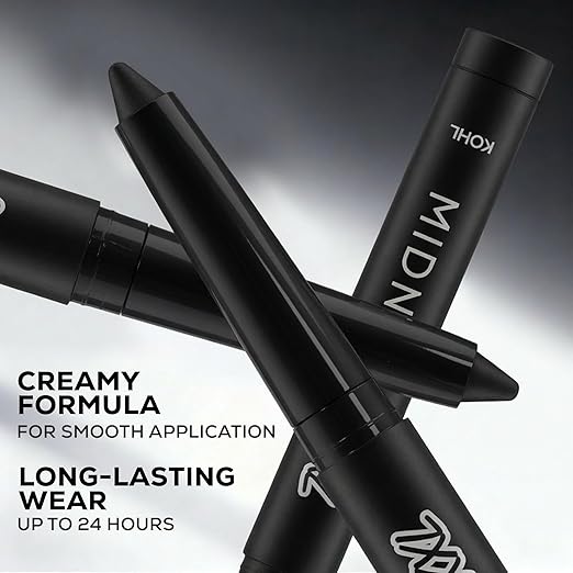RENEE Midnight XXL Kajal | Kohl Pencil with Built-in Sharpener | Waterproof, Smudge-proof, 24Hr Long-Lasting | Ultra-Rich Pigment, Smooth Glide | 1.5g