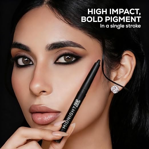 RENEE Midnight XXL Kajal | Kohl Pencil with Built-in Sharpener | Waterproof, Smudge-proof, 24Hr Long-Lasting | Ultra-Rich Pigment, Smooth Glide | 1.5g