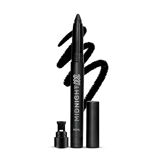 RENEE Midnight XXL Kajal | Kohl Pencil with Built-in Sharpener | Waterproof, Smudge-proof, 24Hr Long-Lasting | Ultra-Rich Pigment, Smooth Glide | 1.5g