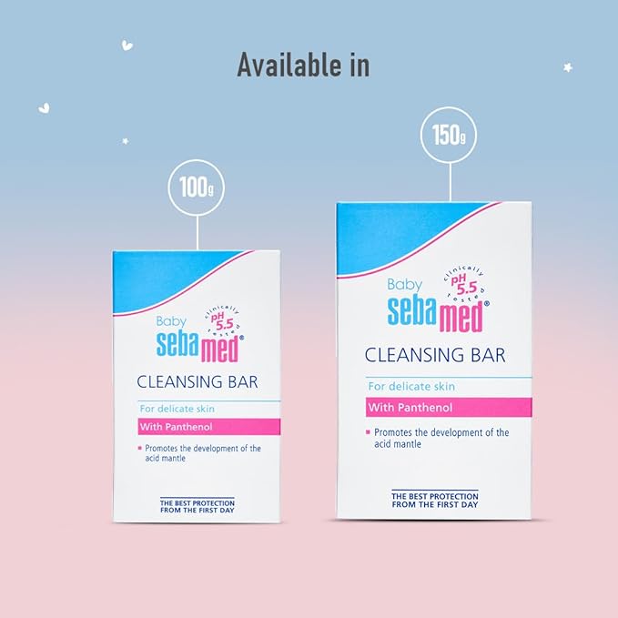 Sebamed Baby Cleansing Bar 100g|Ph 5.5 | With Panthenol|No tears & Soap Free bar| For Delicate skin