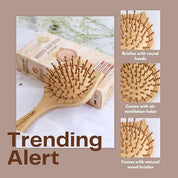 Bamboo Hair Brush with bamboo bristles | Wooden Hair Brush for Women & Men | Wooden Brush for Hair Small Cat for Kids | Paddle Brush for Women Travel Friendly | for Daily Use |