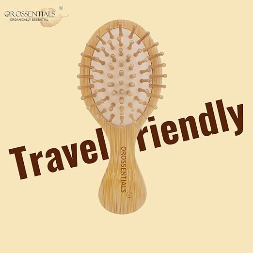 Bamboo Hair Brush with bamboo bristles | Wooden Hair Unisex | Wooden Brush for Hair Small Hairbrush for Women | Paddle Hair Brush Paddle Brush for Women Travel Friendly