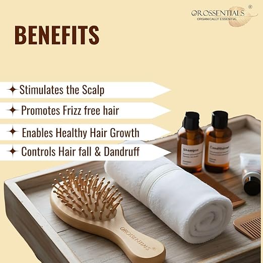 Bamboo Hair Brush with bamboo bristles | Wooden Hair Unisex | Wooden Brush for Hair Small Hairbrush for Women | Paddle Hair Brush Paddle Brush for Women Travel Friendly