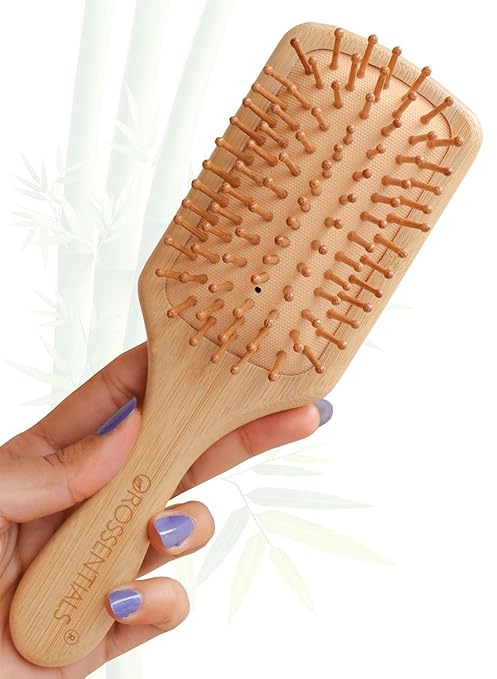 Bamboo Hair Brush with bamboo bristles | Wooden Hair Brush for Women & Men | Wooden Brush for Hair Large Hairbrush for Women | Paddle Hair Brush Paddle Brush for
