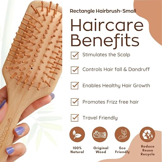 Bamboo Hair Brush with bamboo bristles | Wooden Hair Brush for Women & Men | Wooden Brush for Hair Large Hairbrush for Women | Paddle Hair Brush Paddle Brush for