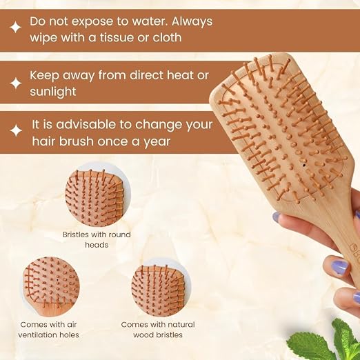 Bamboo Hair Brush with bamboo bristles | Wooden Hair Brush for Women & Men | Wooden Brush for Hair Large Hairbrush for Women | Paddle Hair Brush Paddle Brush for
