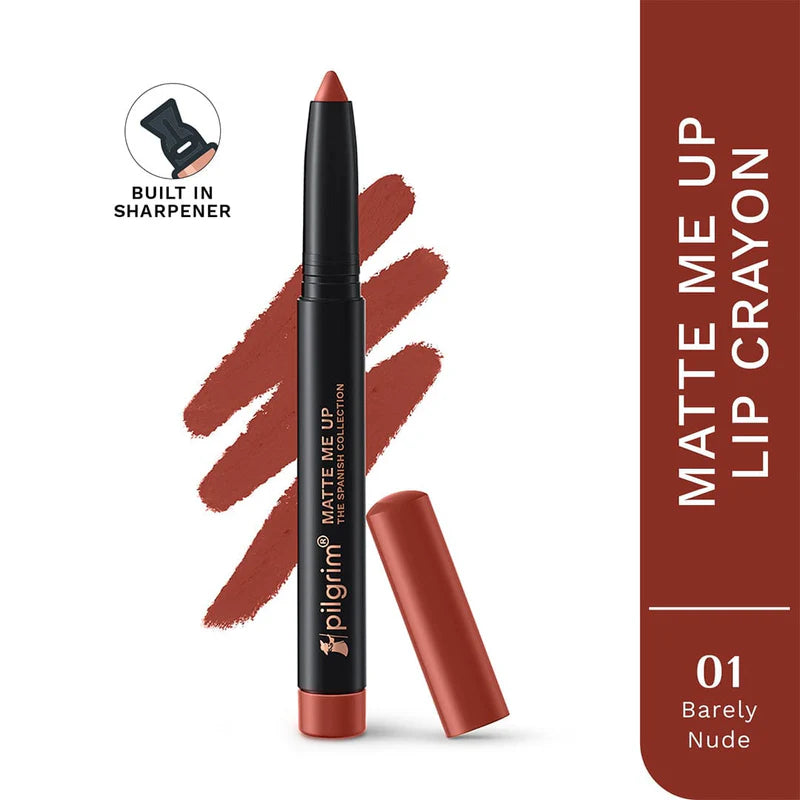 Pilgrim Long Lasting Crayon Lipstick | Intense Matte Finish | Waterproof & Lightweight | Highly Pigmented & Enriched With Ceramides & Mango Seed Oil | Smooth Glide Application